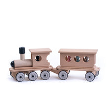 Lade das Bild in den Galerie-Viewer, Holzzug - Holzeisenbahn Set (Lokomotive aus Holz + Personenwagen)